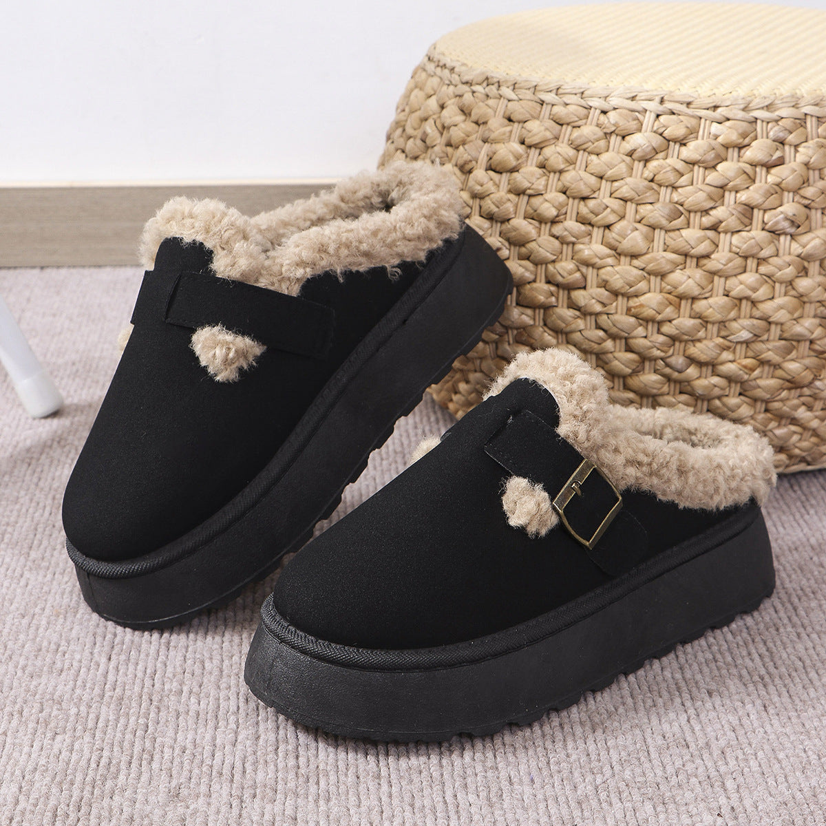 Women's Platform Plush Winter Slides