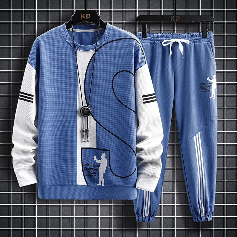 Men's Sports Round Neck Long Sleeved Sweater Set