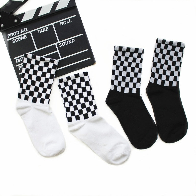 Men's Black and White Checkered Socks