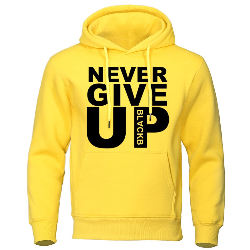 Men's Never Give Up Printed Hoodie
