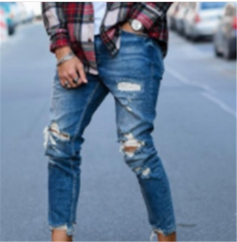 Men's Distressed Denim Ankle Jeans