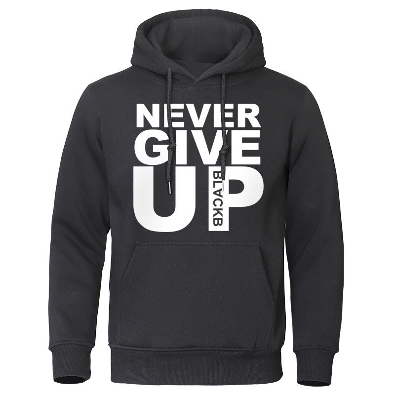 Men's Never Give Up Printed Hoodie