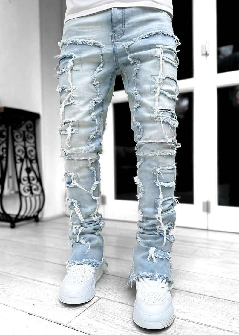 Men's Stacked Distressed Pants