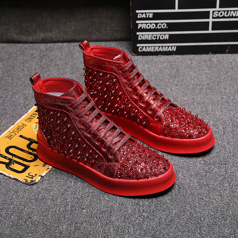 Men's High-Top Studded Designer Shoes