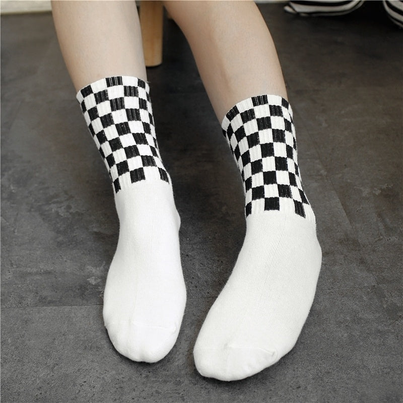 Men's Black and White Checkered Socks