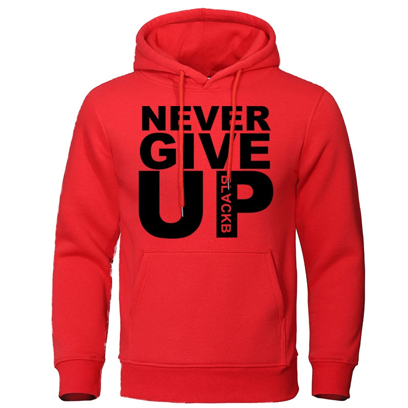 Men's Never Give Up Printed Hoodie