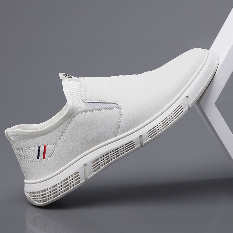 Black White Flats Walking Slide On Shoes