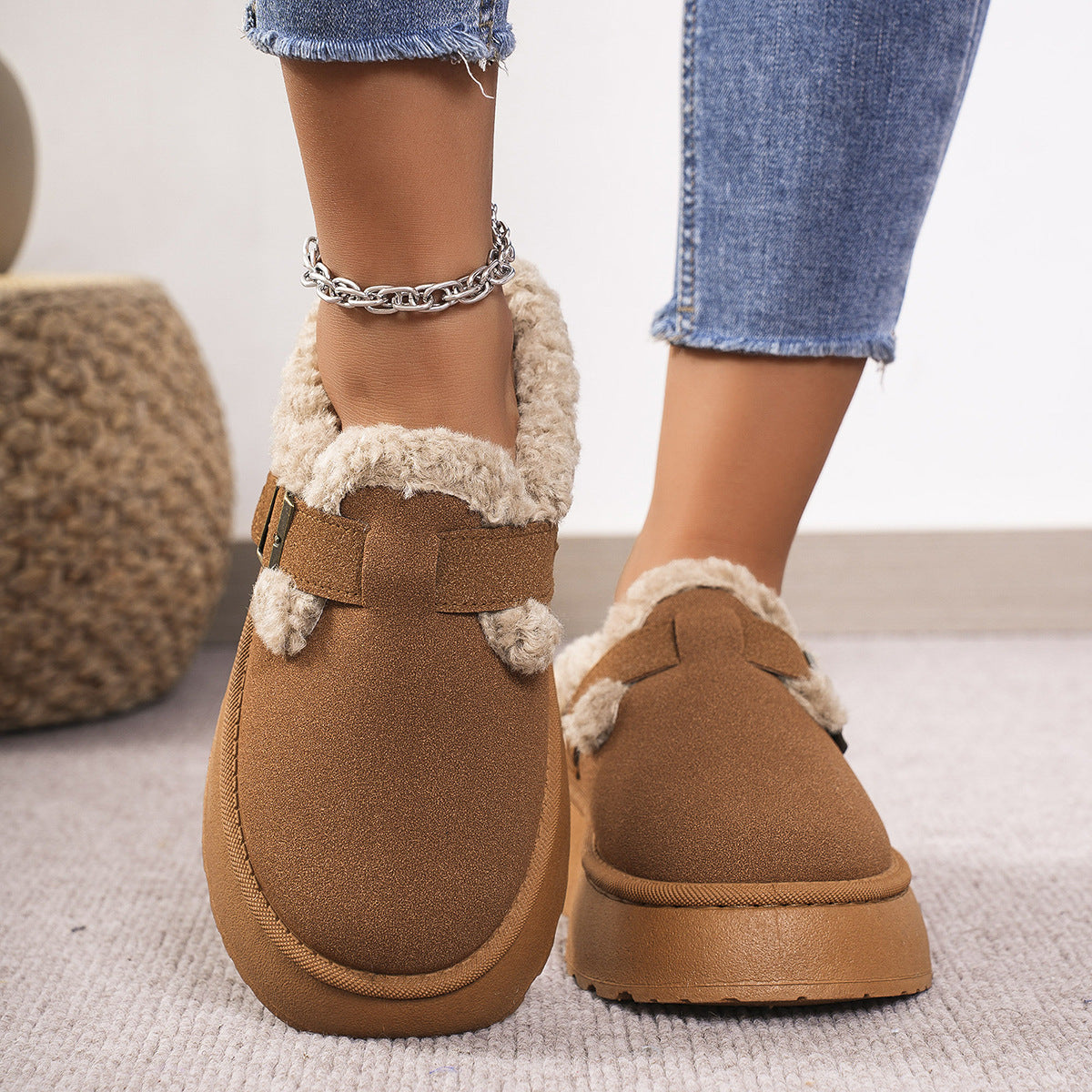 Women's Platform Plush Winter Slides