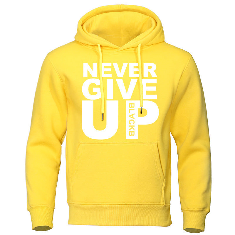 Men's Never Give Up Printed Hoodie
