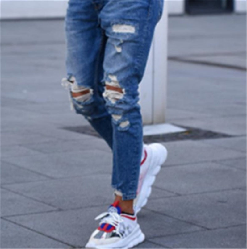 Men's Distressed Denim Ankle Jeans