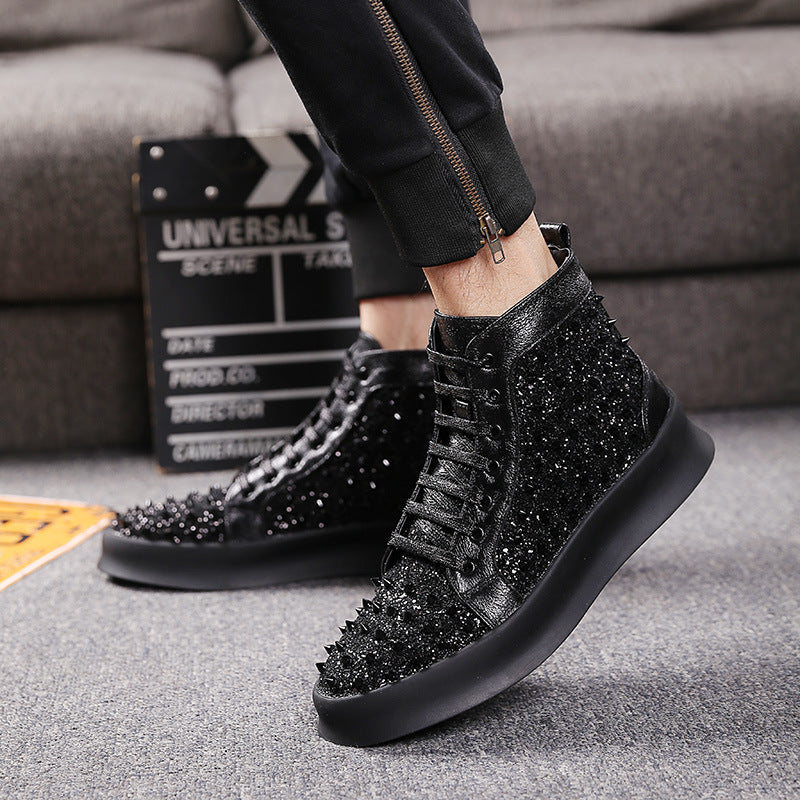 Men's High-Top Studded Designer Shoes