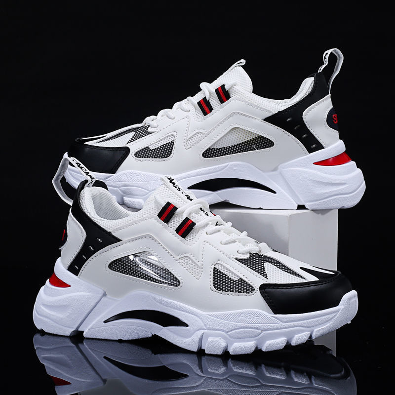 Men's White Sneakers Non-Slip Walking Running Shoes