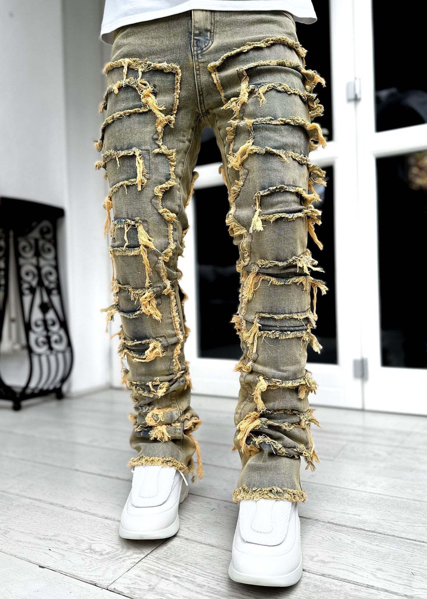 Men's Stacked Distressed Pants