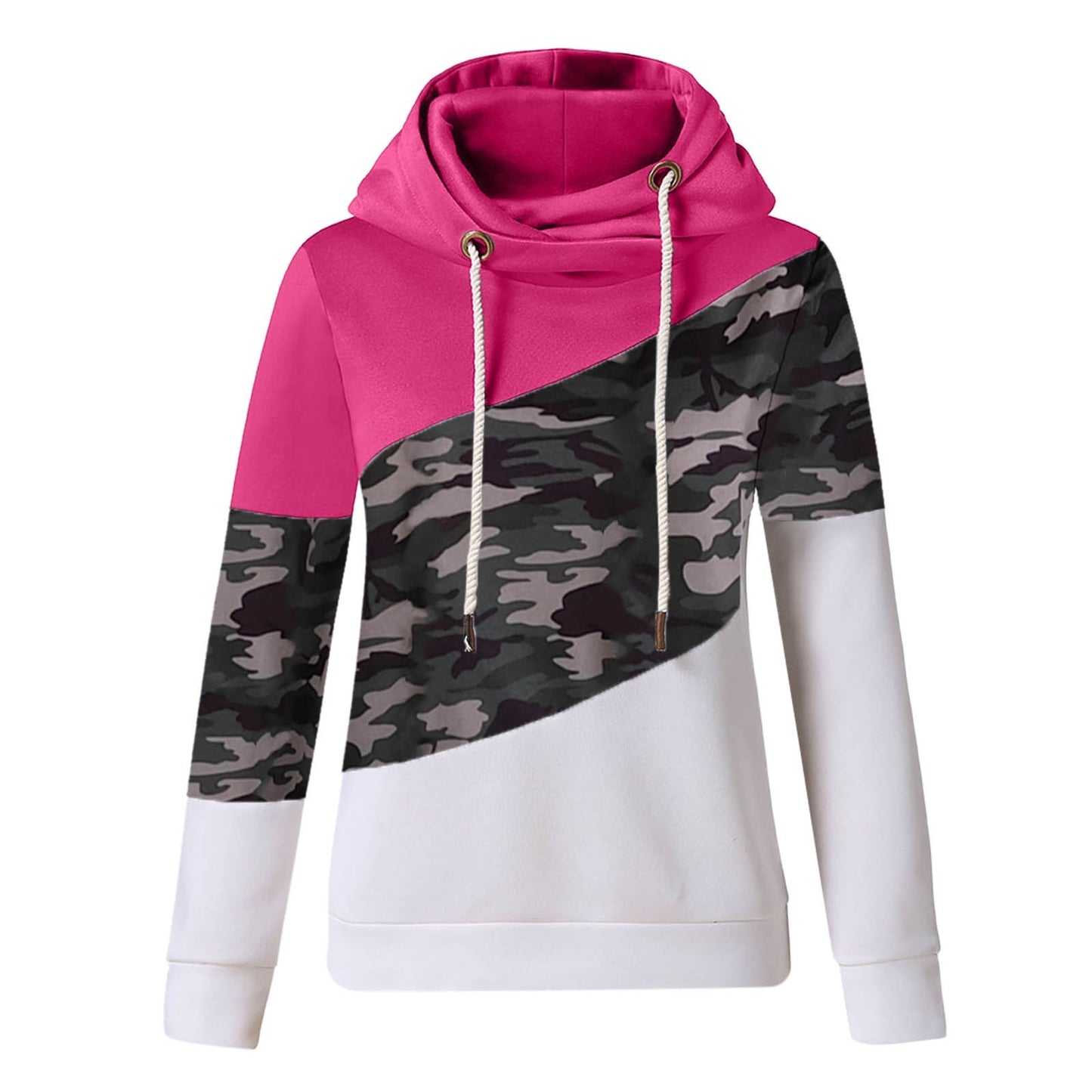 Women's Scarf Neck Camo Hoodie