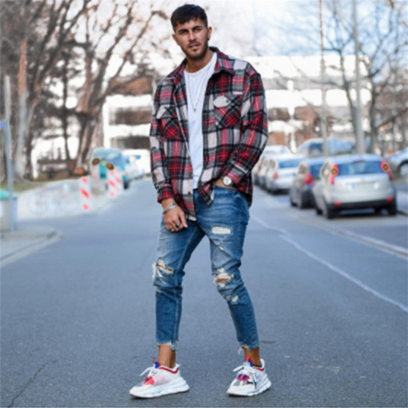 Men's Distressed Denim Ankle Jeans