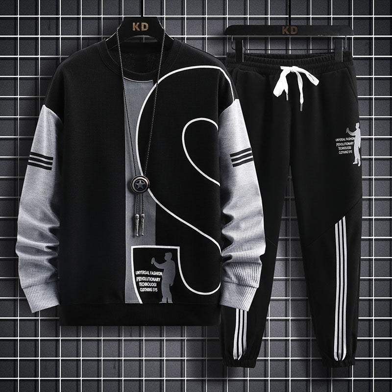 Men's Sports Round Neck Long Sleeved Sweater Set