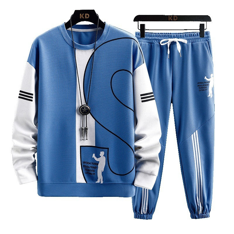Men's Sports Round Neck Long Sleeved Sweater Set