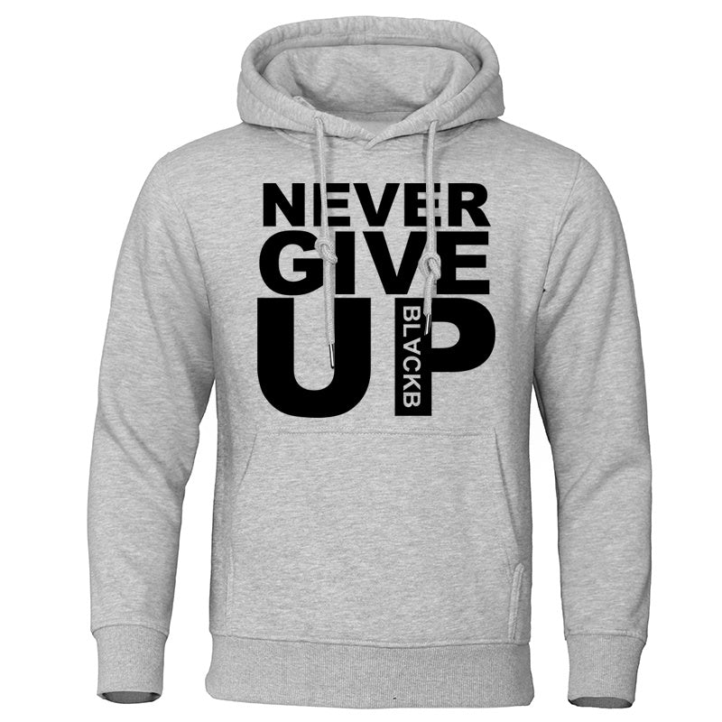 Men's Never Give Up Printed Hoodie