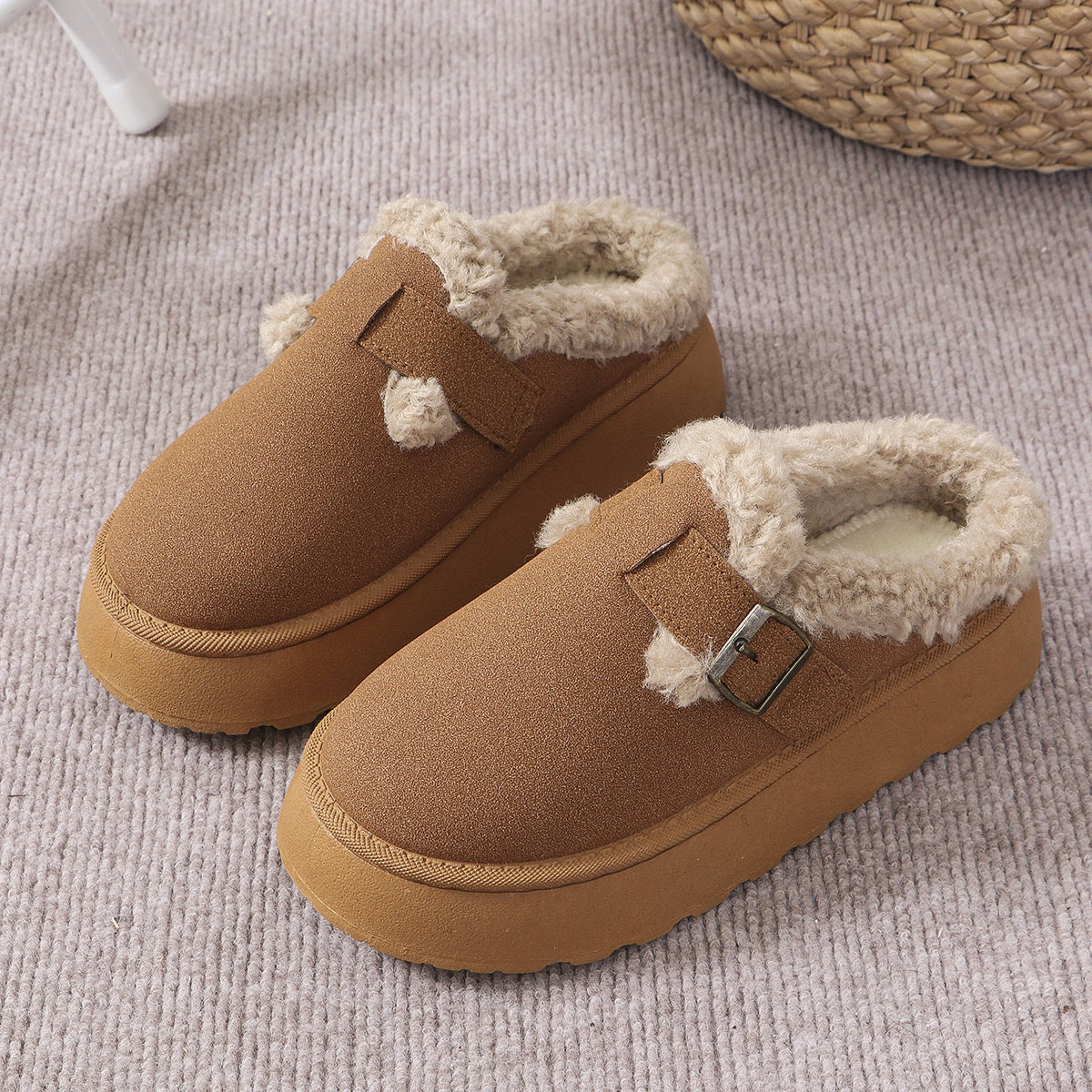 Women's Platform Plush Winter Slides