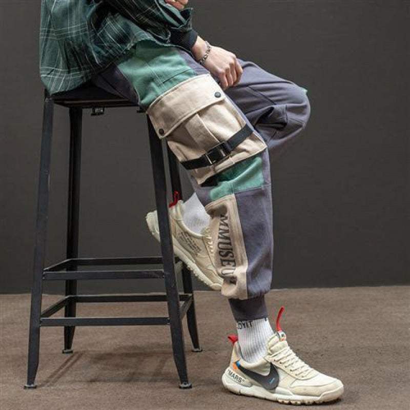 Men's Color Block Cargo Jogger Pants