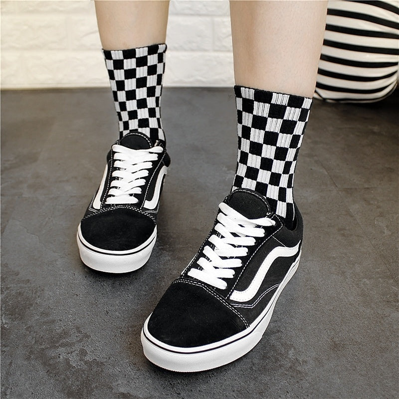 Men's Black and White Checkered Socks