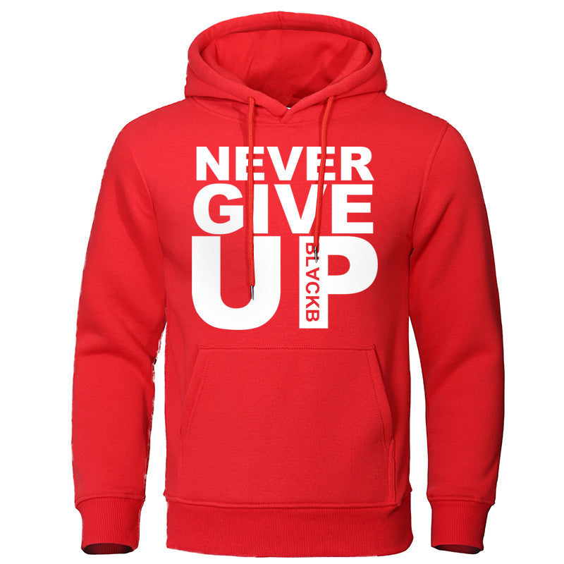 Men's Never Give Up Printed Hoodie