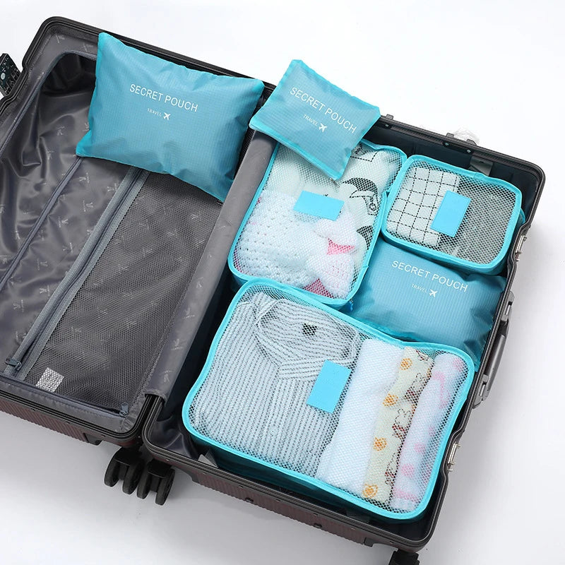 6pcs Travel Storage Bag Set Portable Foldable Luggage Organizer For Shoes Packing Clothes Tidy Organizer Wardrobe Suitcase Pouch