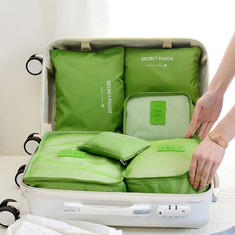 6pcs Travel Storage Bag Set Portable Foldable Luggage Organizer For Shoes Packing Clothes Tidy Organizer Wardrobe Suitcase Pouch