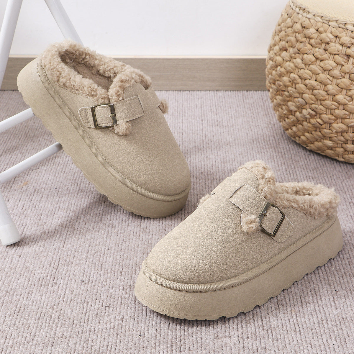 Women's Platform Plush Winter Slides
