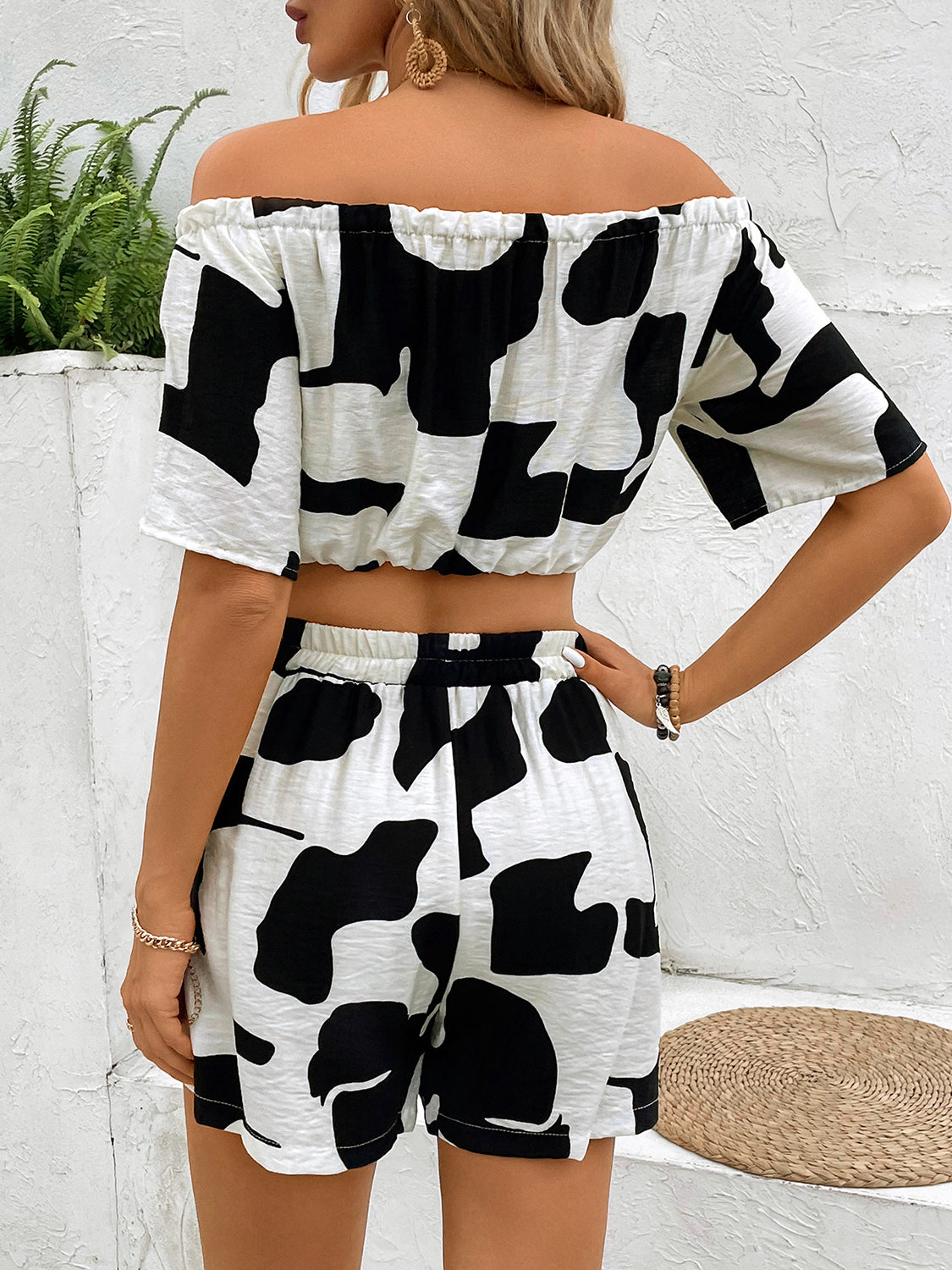 Women's Off-Shoulder Top and Shorts Set