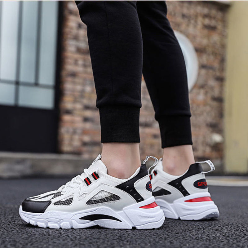 Men's White Sneakers Non-Slip Walking Running Shoes