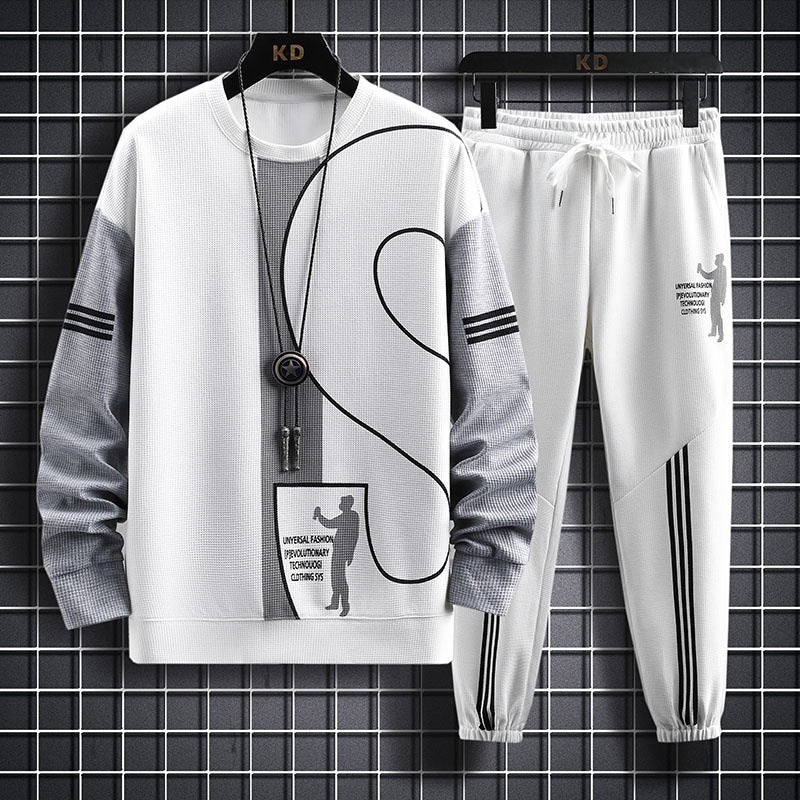 Men's Sports Round Neck Long Sleeved Sweater Set